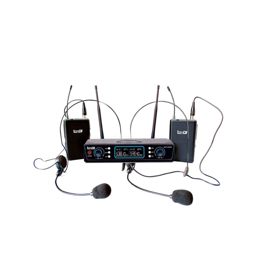 Kit de micrófonos inalámbricos de diadema PRO DJ UHF-32HH doble